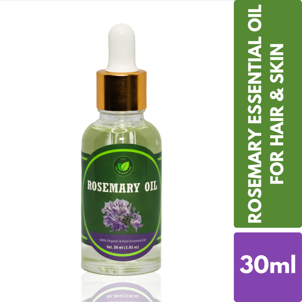 Organic Haven Care ROSEMARY ESSENTIAL OIL2 1, 30ml Rosemary Essential oil with Dropper - 100 Pure