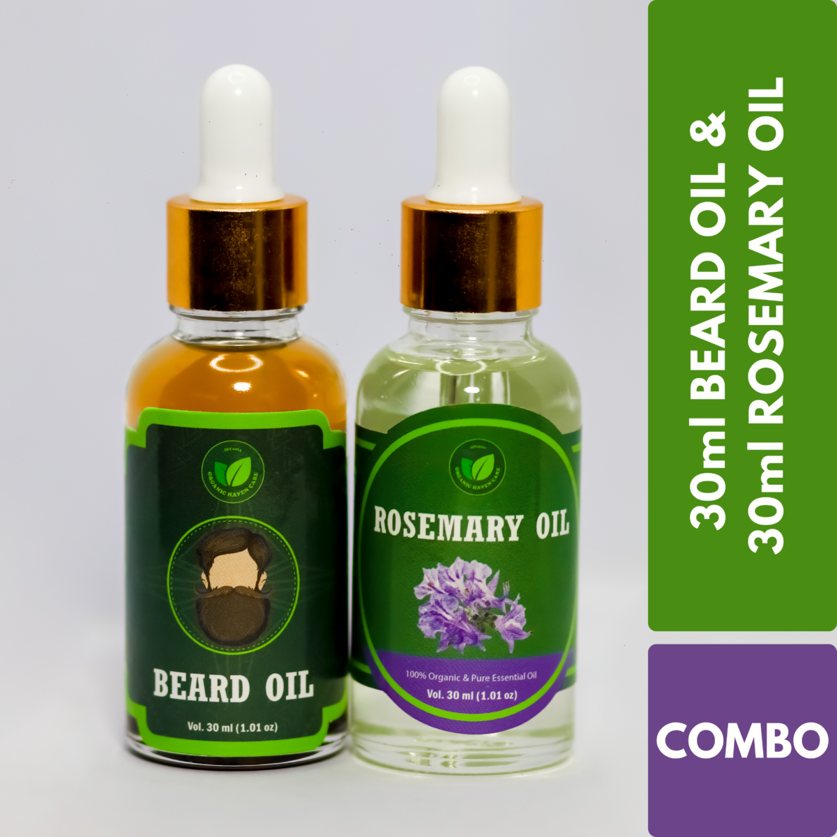 Organic Haven Care Rosemary with Beard Oil Beard Oil & Rosemary Oil - Combo